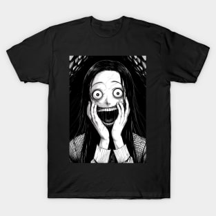 Creepy manga girl horror frightening T-Shirt